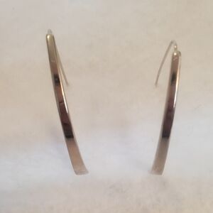 Silver-Tone Curved Threader Hoop Earrings - 2" drop